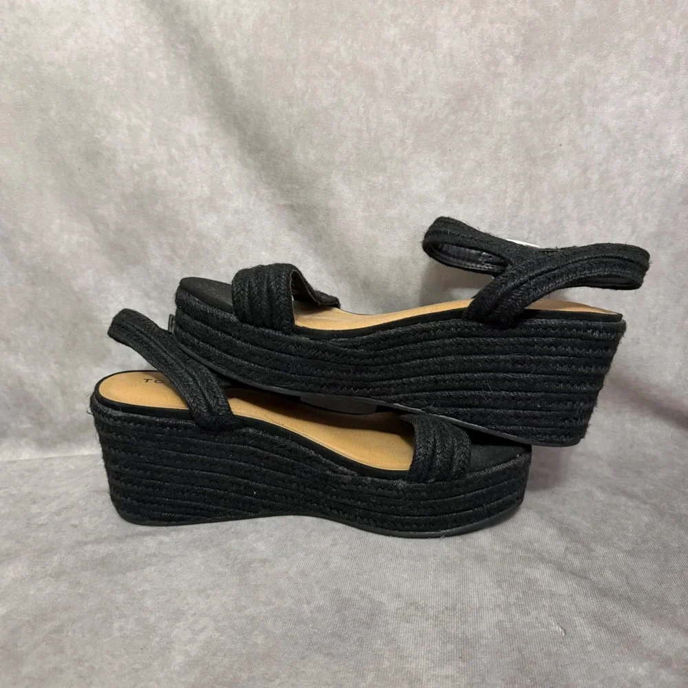 Torrid‎ Espadrille Wedge Sandals Womens 10.5WW Black Excellent Platform Boho
